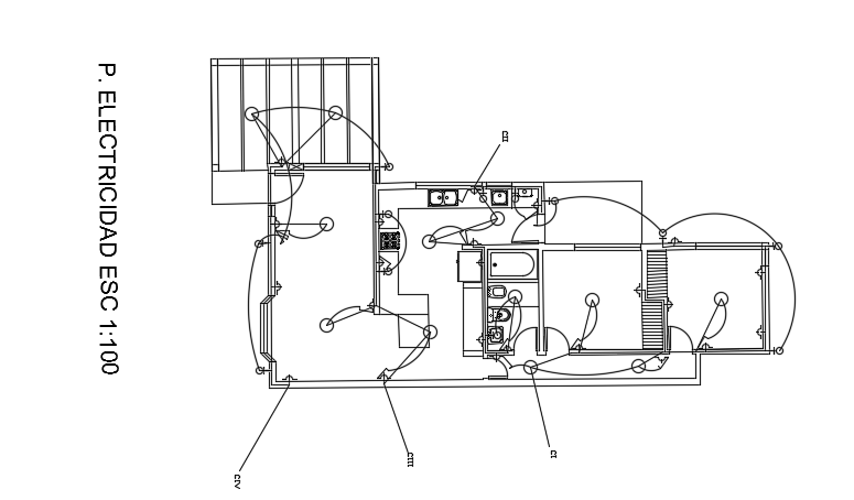 An electrical layout of the 10x30m 2bhk house plan