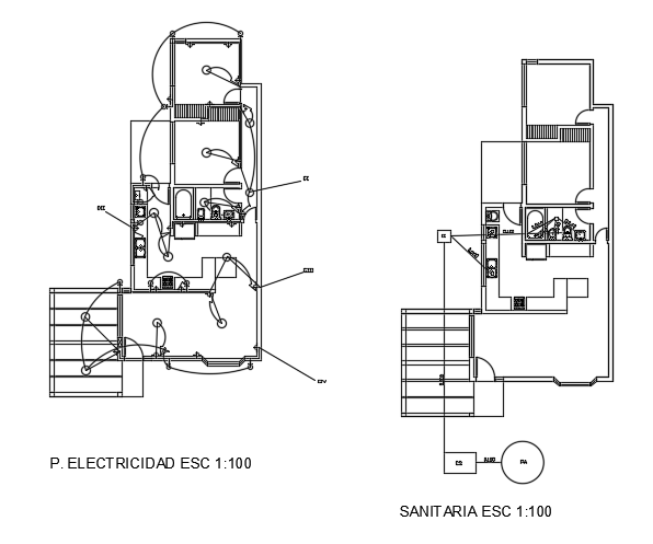 An electrical layout of the 10x30m architecture single floor house plan