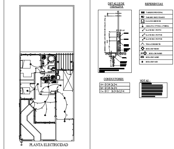 An electrical layout of the 11x19m 2bhk house plan cad drawing