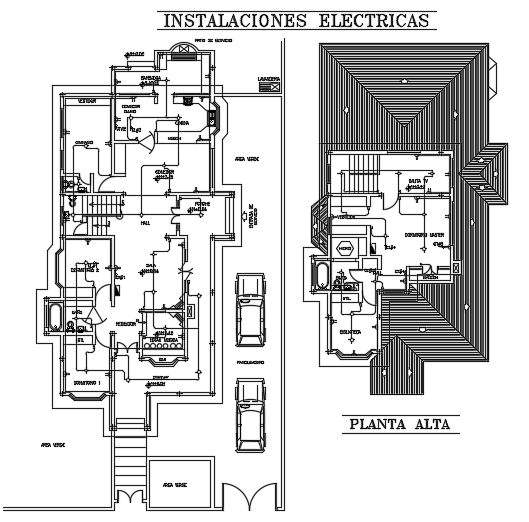 An electrical layout of the 11x24m house plan 2d drawing