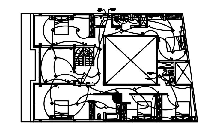 An electrical layout of the 12x19m house plan ground floor AutoCAD drawing