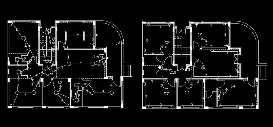 An electrical layout of the 15x12m house plan drawing