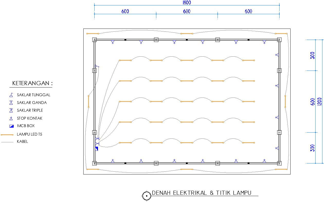 An electrical layout of the 18x12m ware house plan CAD drawing