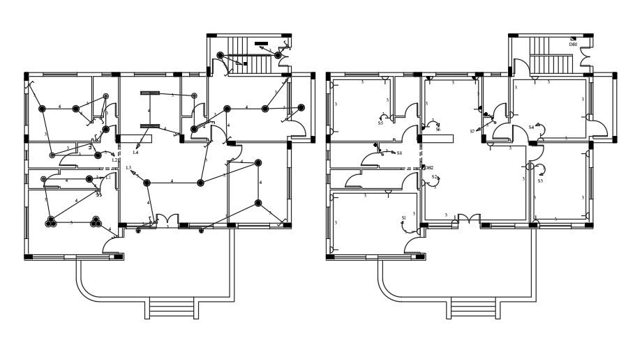 An electrical layout of the 18x14m house plan
