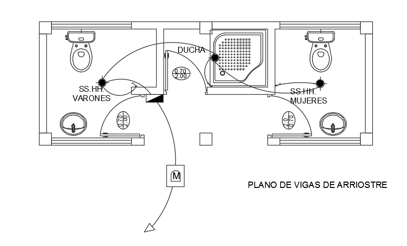 An electrical layout of the 5400x2000mm toilet plan AutoCAD drawing