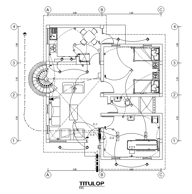 An electrical layout of the 8x10m house design is given in this AutoCAD drawing model. Download now.