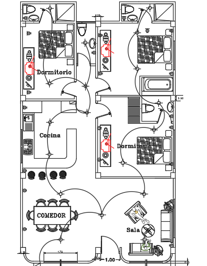An electrical layout of the 8x14m architecture single story house plan AutoCAD 2d drawing