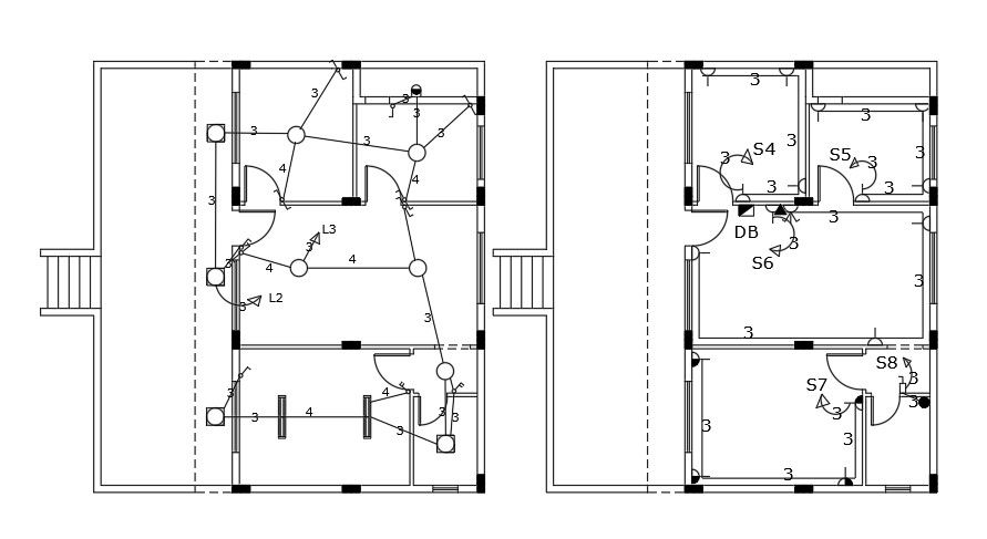 An electrical layout of the home plan AutoCAD File