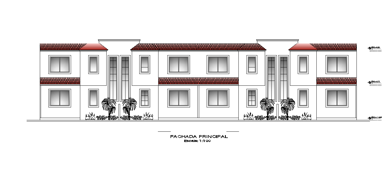 An elevation 6x16m house building has been given in this Autocad drawing file. Download now.