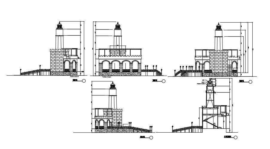 An elevation and section view of the park architecture drawing