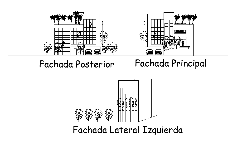 An elevation of Luxury guest house plan is given in this Autocad drawing file. Download the Autocad drawing file.