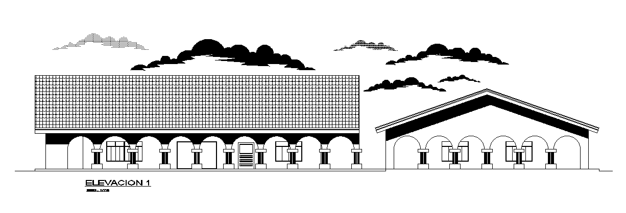 An elevation of the 40x28m house building is given in this AutoCAD drawing model. Download now.