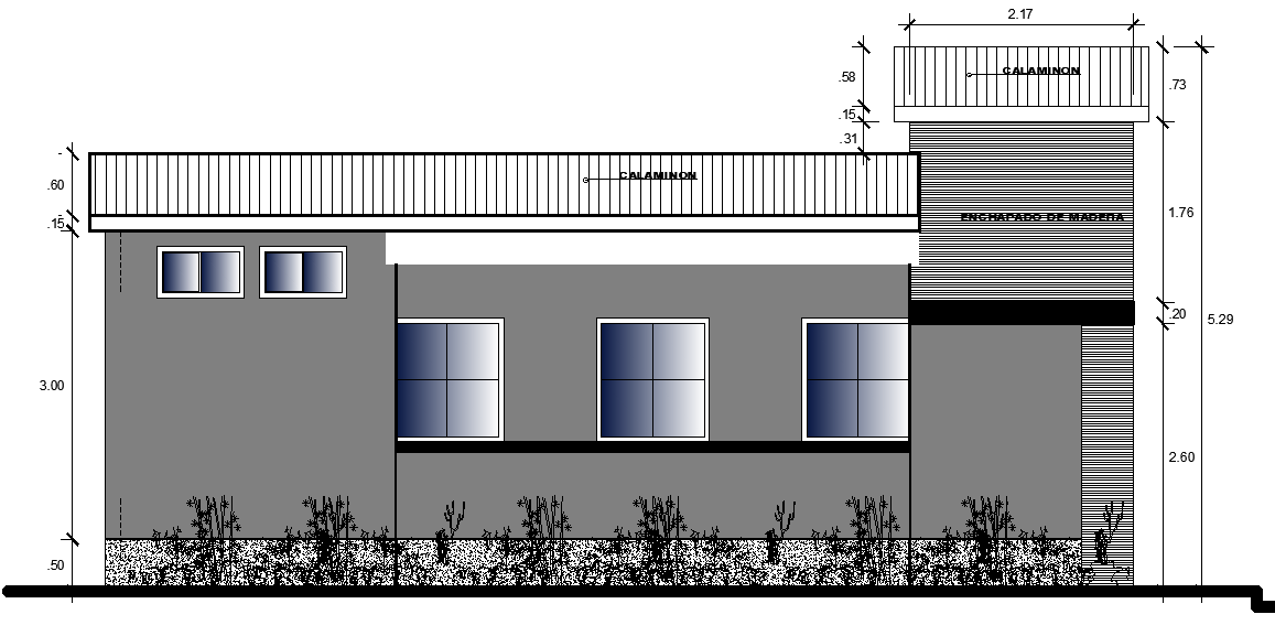 An elevation of the building has been given in this Autocad drawing file. Download now.