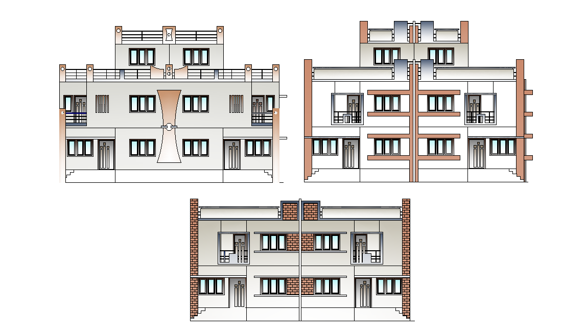Building Elevation 2D AutoCAD DWG Drawing