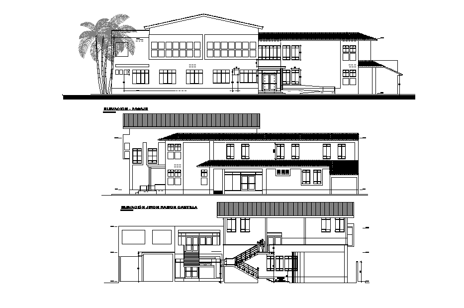 An elevation of the home plan is given in the form of 2D Autocad DWG drawing file. Download the 2D Autocad DWG drawig file.