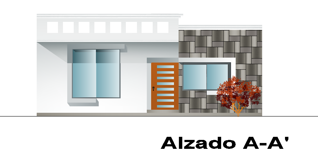 An elevation view AA’ of the 10x25m house building CAD drawing