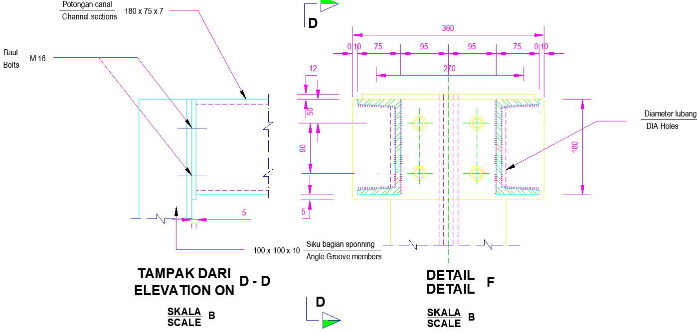 An elevation view DD of the territory door is given in this cad file