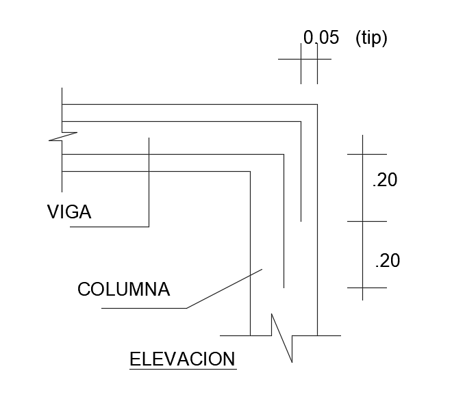 An elevation view of 100x200mm beam section view is given in this Autocad drawing file. Download now.