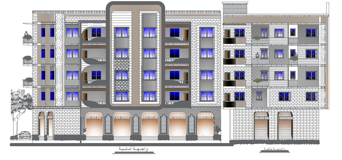 An elevation view of 12x8m house plan is given in this Autocad drawing file. Download now.