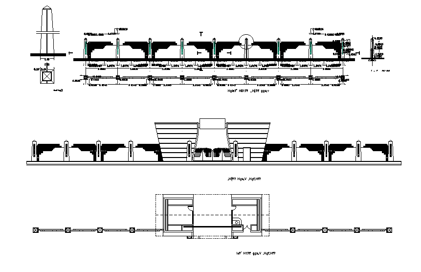 An elevation view of 135x150m college building has been given in this Autocad drawing file. Download now.
