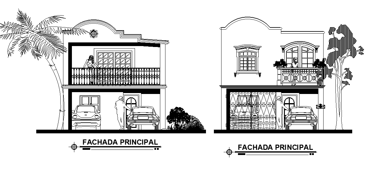 An elevation view of 17x6m house building is given in this Autocad drawing file. Download now.