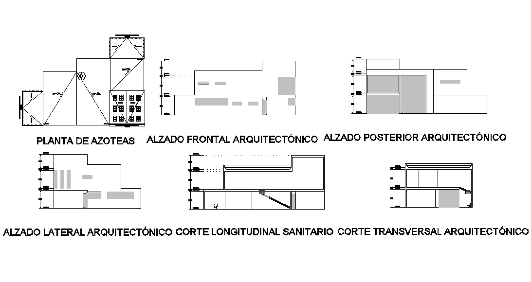 An elevation view of 18x13m house plan is given in this Autocad drawing file. Download now.