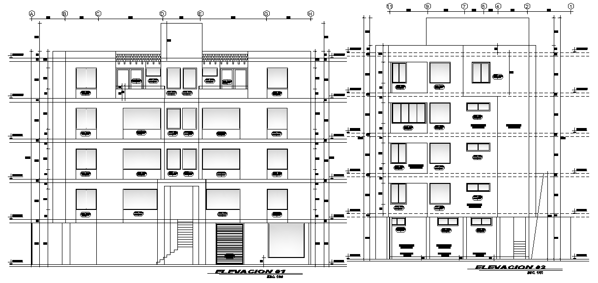An elevation view of 20x13m house plan is given in this Autocad drawing file. Download now.