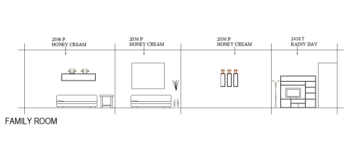 An elevation view of 24’x39’ house plan of family room is given in this AutoCAD drawing file.Download now.
