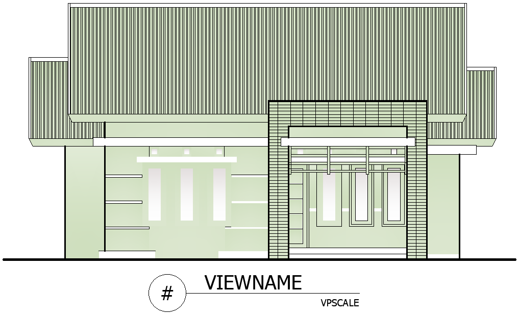 An elevation view of 25’x25’ house building is given in this Autocad drawing file. Download the Autocad model.