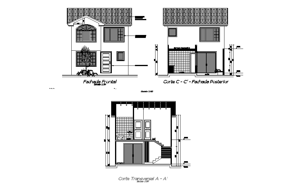 An elevation view of 6x12m house building is given in this Autocad drawing file. Download now.