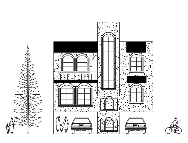 An elevation view of the 10x12m house building view