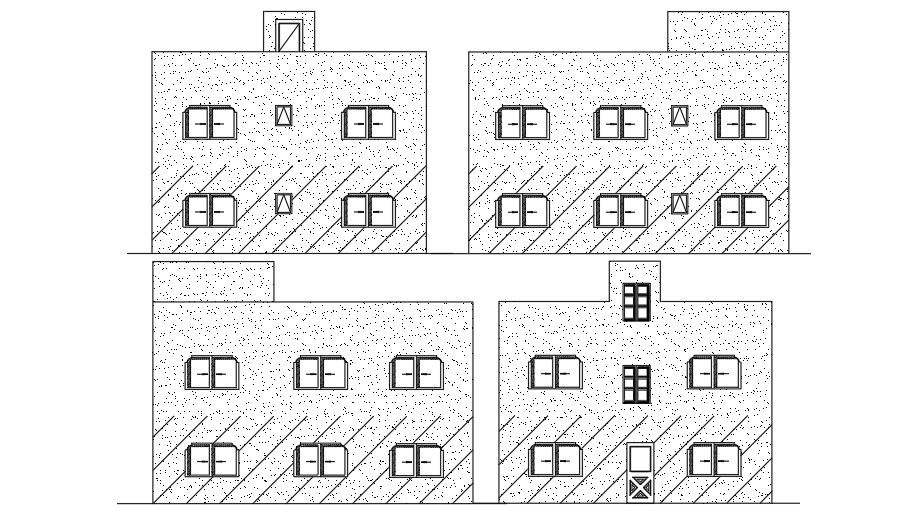 An elevation view of the 10x12m two story residential building detail drawing