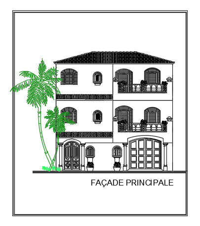 An elevation view of the 10x14m house building is given in this file