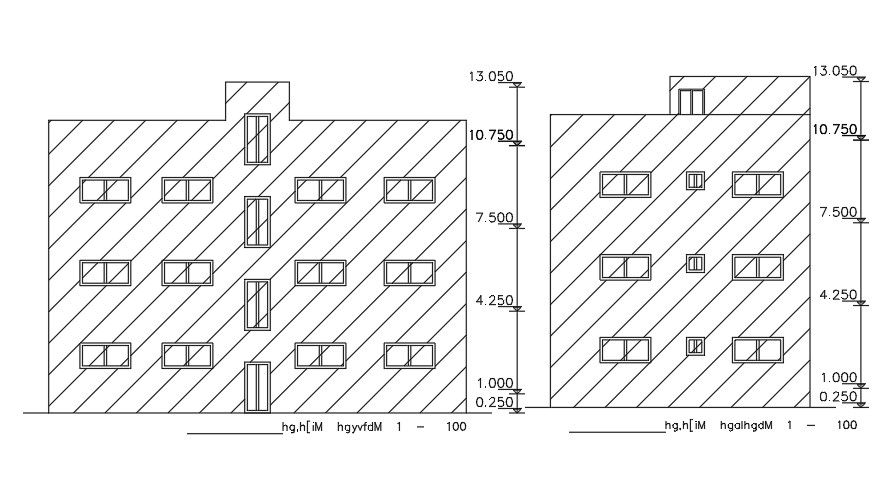 An elevation view of the 10x16m drawing house building