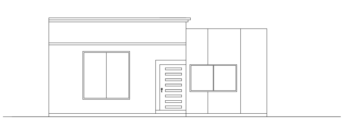 An elevation view of the 10x25m house building CAD drawing
