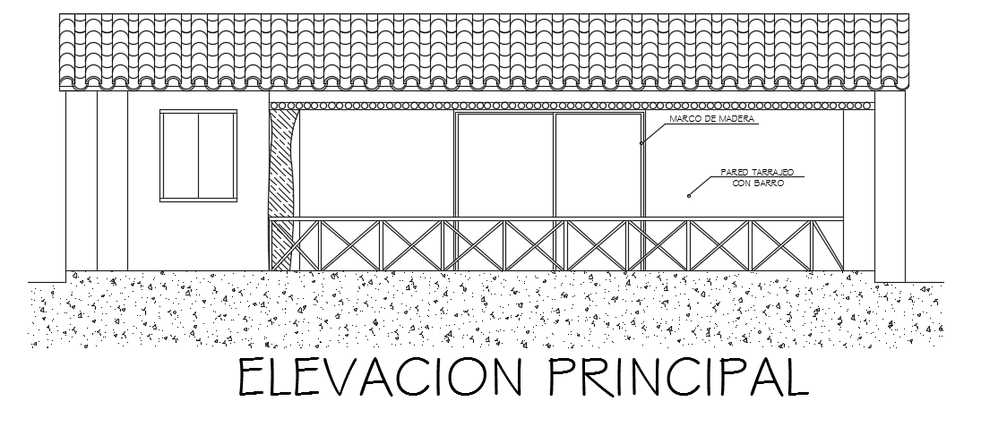 An elevation view of the 10x6m bungalow building AutoCAD drawing