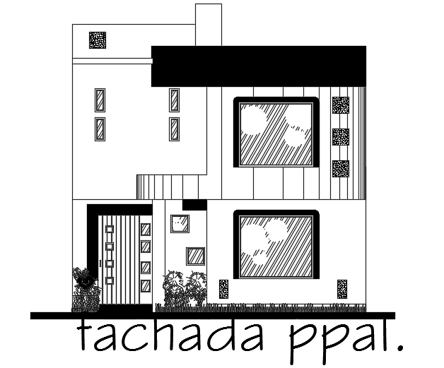 An elevation view of the 10x7m house building