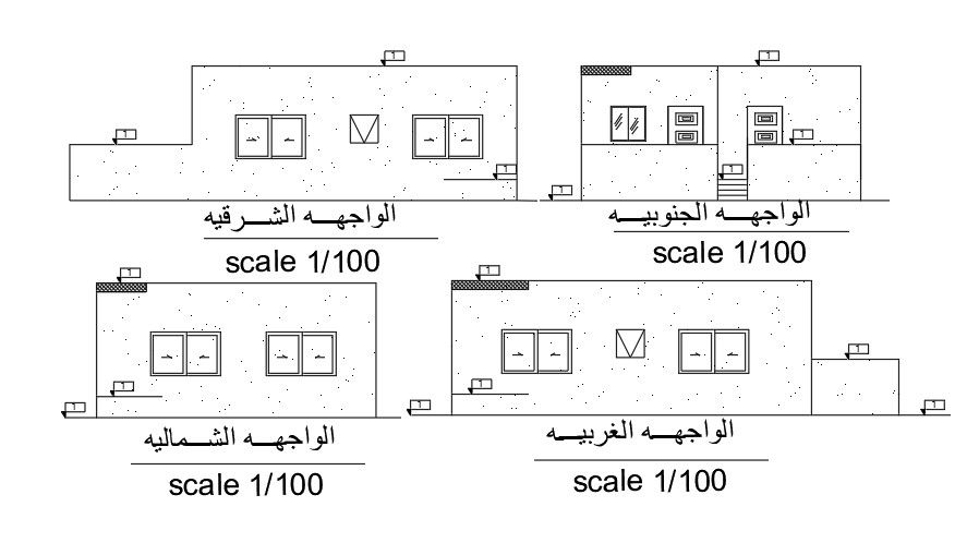 An elevation view of the 10x8m single story house building drawing