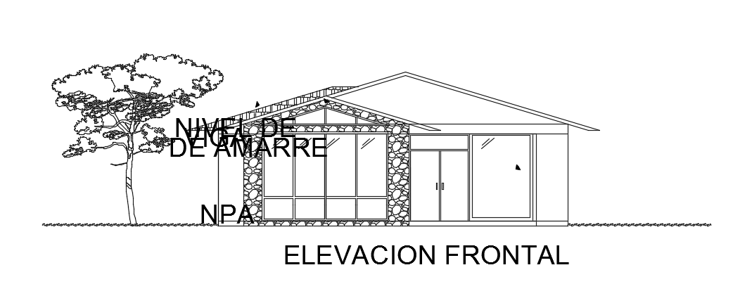 An elevation view of the 11x11m single bedroom house building