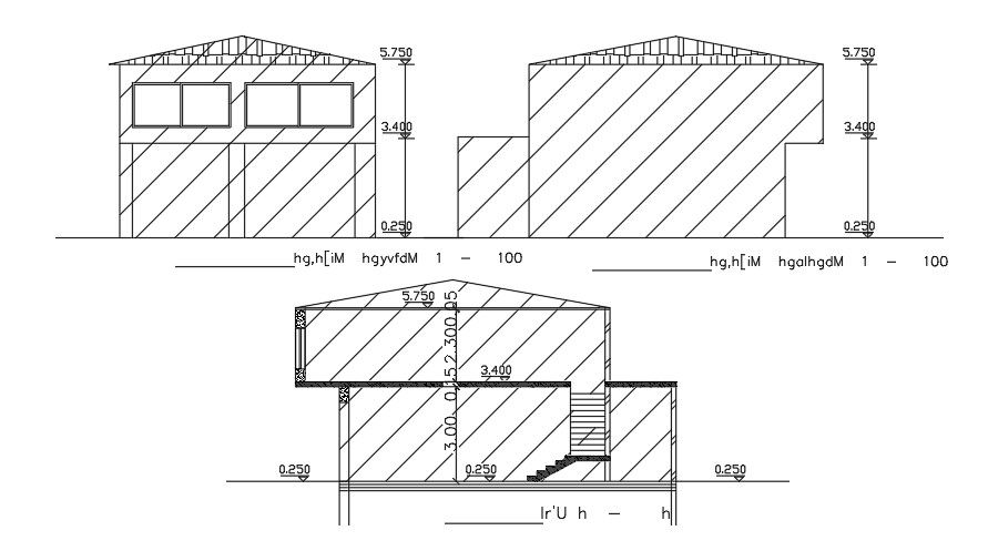 An elevation view of the 11x7 Meter house building