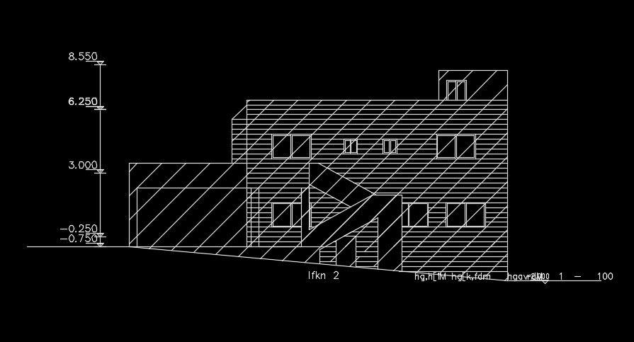 An elevation view of the 12x14m house building
