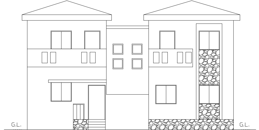 An elevation view of the 12x8m house building is given in this model