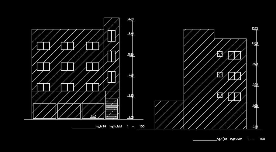 An elevation view of the 13x14m house building drawing