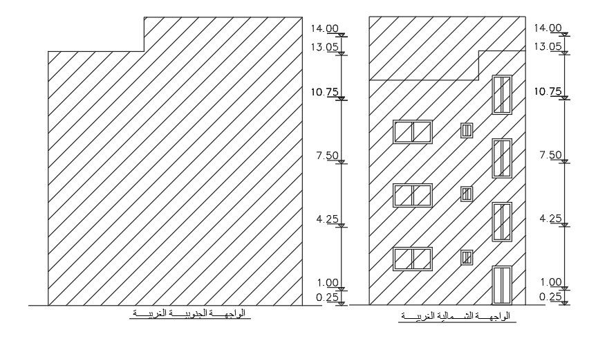 An elevation view of the 13x8m house building download now
