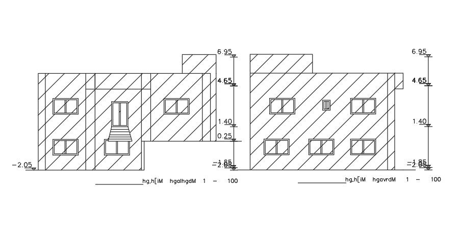 An elevation view of the 14x12m house building download now