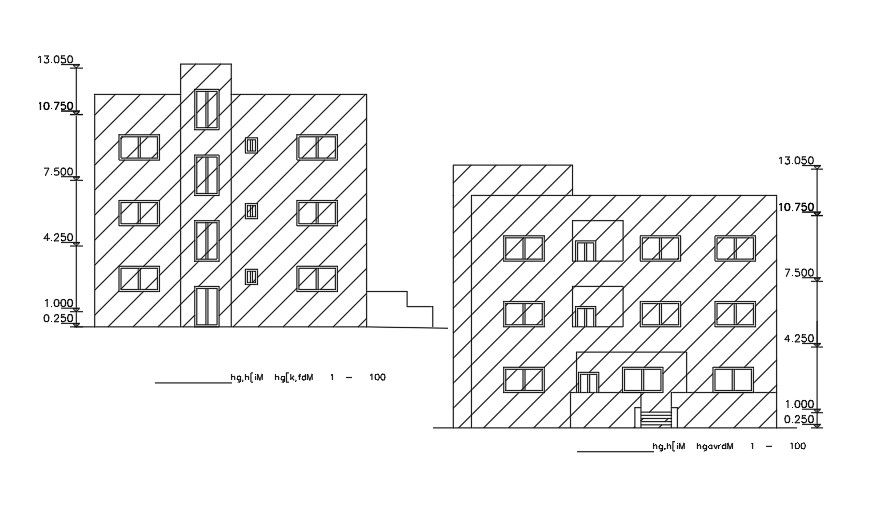 An elevation view of the 14x16m house building