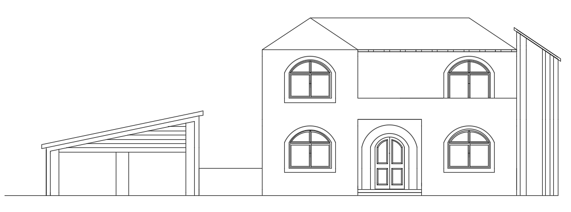 Elevation View of 15x15m Double-Story House AutoCAD 2D Drawing