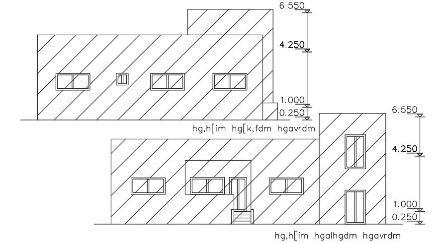 An elevation view of the 16x13m house building drawing
