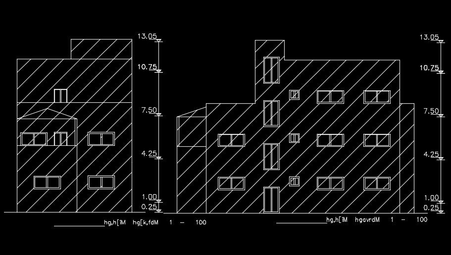 An elevation view of the 16x9m house building