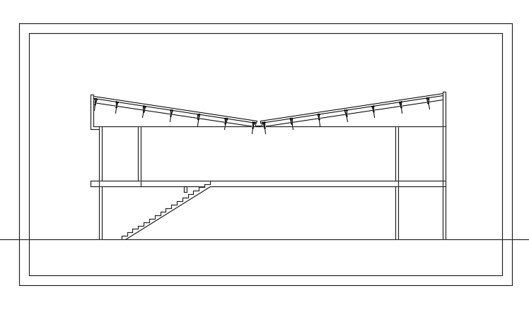 An elevation view of the 17x8m architecture house building AutoCAD drawing